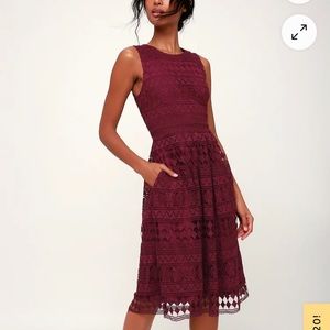 Lulu’s Madly In Love Plum Purple Lace Sleeveless Midi Dress